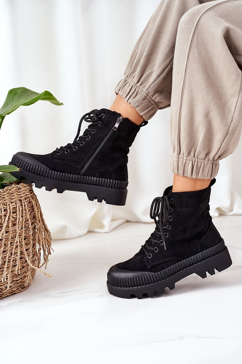 Semišové Boty Workery Černé Here I Am