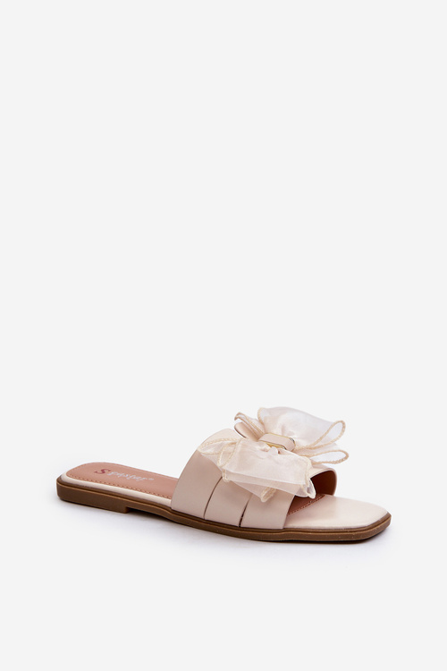 Ploché Dámske Papuče S Mašľou Bežové Balinda