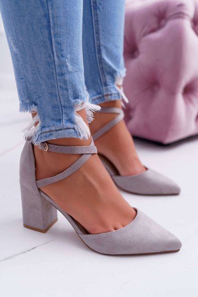 Dámské Lodičky Na Podpatku Semišové šedé Traffic