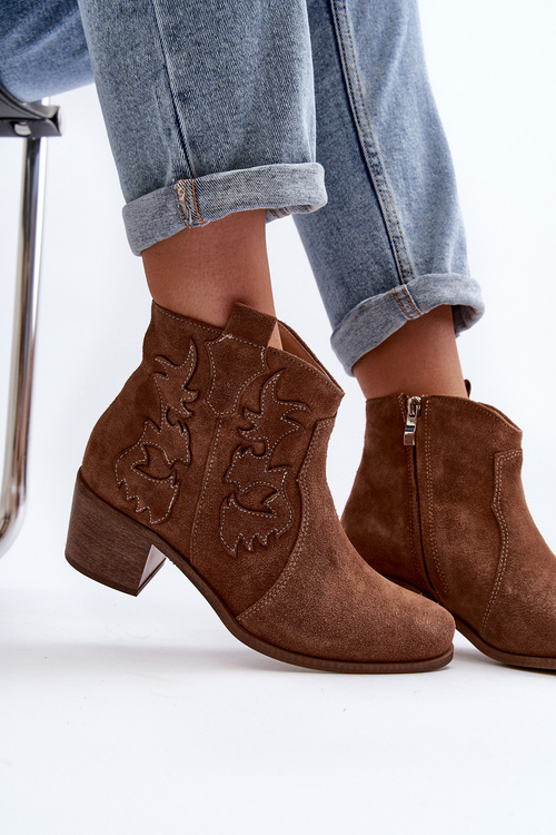 Zazoo 3426 Dámské Semišové Westernové Boty Hnědé