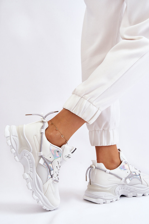 Dámske šnurované športové topánky na platforme White Minea Platform