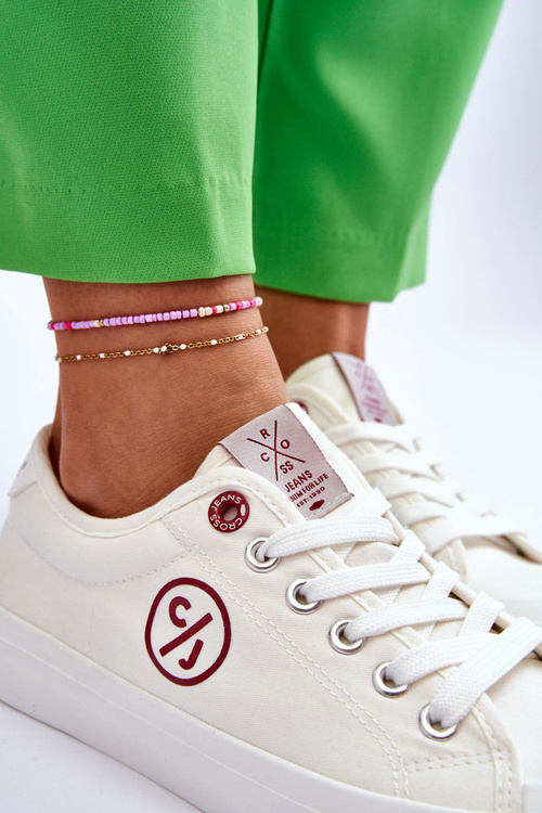 Dámske materiálne tenisky krížové džínsy LL2R4043 biele