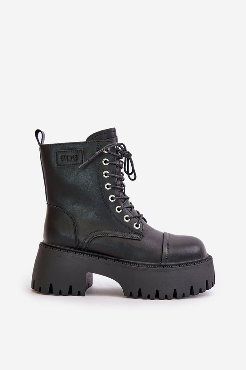 Zateplené Kožené Čižmy Pracovné Pre Ženy S Kryštálmi GOE OO2N4125 Čierne