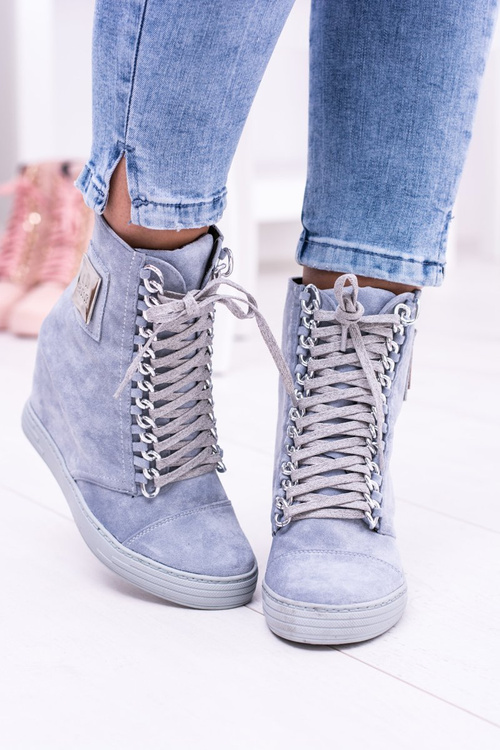 Dámske tenisky lu Boo s reťazami semišová modrá Monica