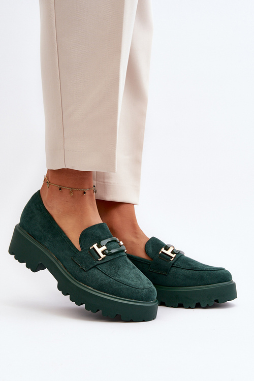 Semišové klasické mokasíny s okrajmi zelenú Averil