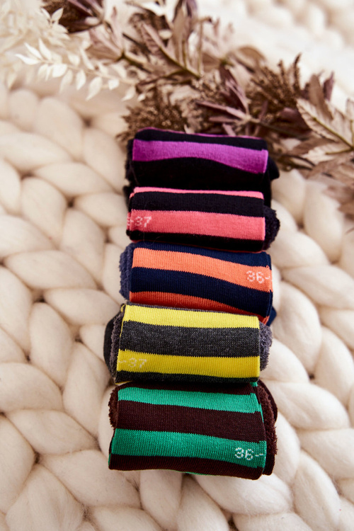 Klasické dámske pruhované ponožky 5-balení viacfarebné