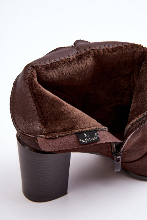 Dámske kožené topánky na stĺpiku s hnedou Lasima svorkou