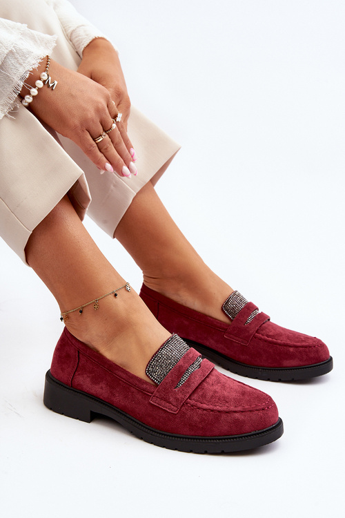 Dámske zdobené mokasíny bordové Dananei