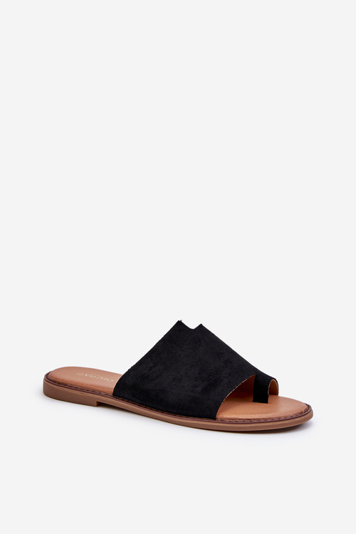 Dámske Zamszové Klampi Japonky Čierne Amite