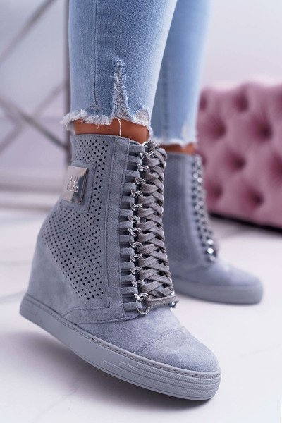 Dámská Obuv Sneakers Lu Boo Semišové Perforovane modré Clamma