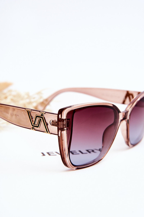 Slnečné okuliare s ozdobou UV400 Prius V202 priehľadná ružová