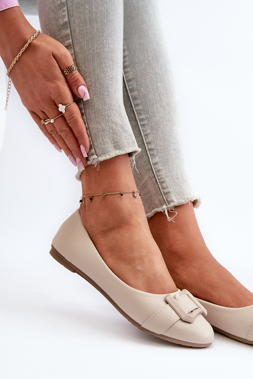 Baleríny S Páskom A Ozdobou Z Ekokože Svetlo Bežové Cadwenla