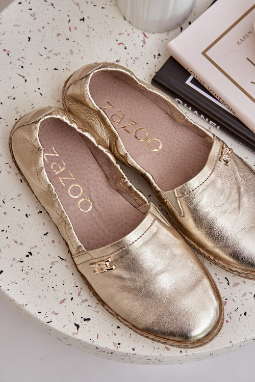 Elegantní Damské Kožené Espadrilky Zazoo 10177 Zlaté