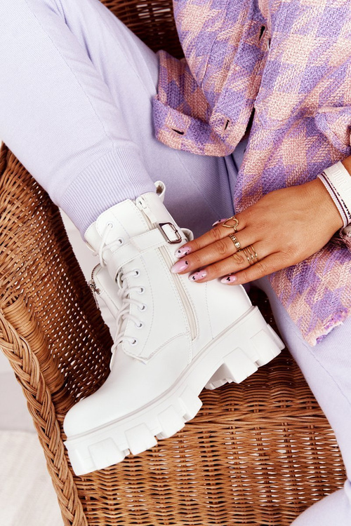Kotníkové Boty S Podrážkou S Kabelkou Bílé Saturday