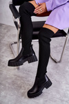 Vysoké dámske topánky nad kolenným čiernym Austinom