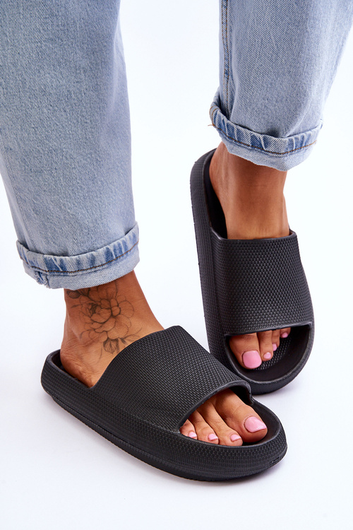 Módní lehké žabky na masivní podrážce Černé Rebel