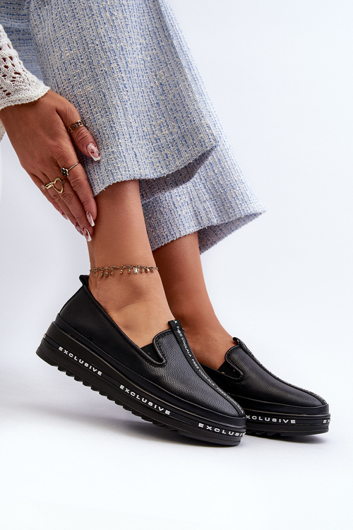 Dámské kožené polobotky na platformě S.Barski LR260 černé