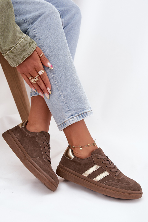 Dámske semišové tenisky na platforme Hnedé Sylviona