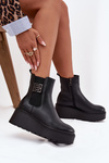Zateplené dámské kotníkové boty na platformě s ozdobným detailem Vinceza 58551 Černé