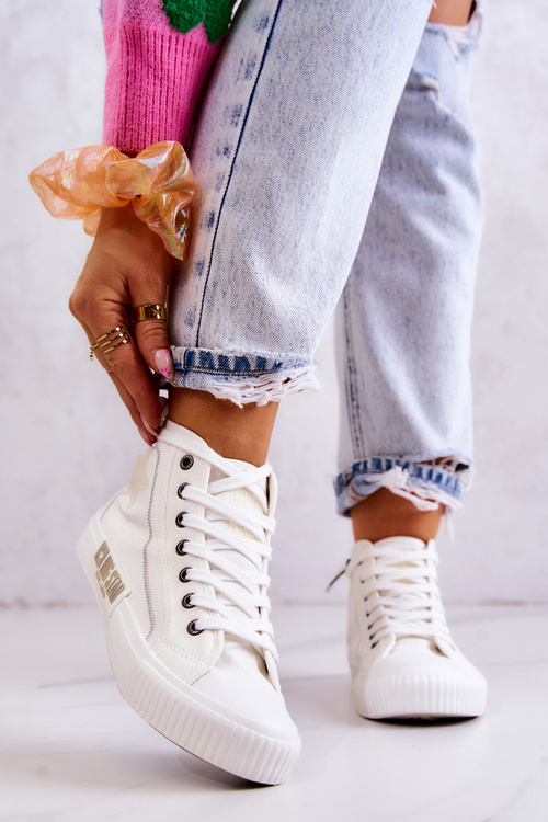 Klasické vysoké tenisky veľká hviezda jj274379 biela