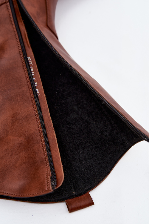 Kožené Kovábojky Na Podpatku Vyhřívané Zazoo 70155 Hnědé