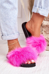 Dámské Nazouváky S Kožešinou Fuchsie Belmondo
