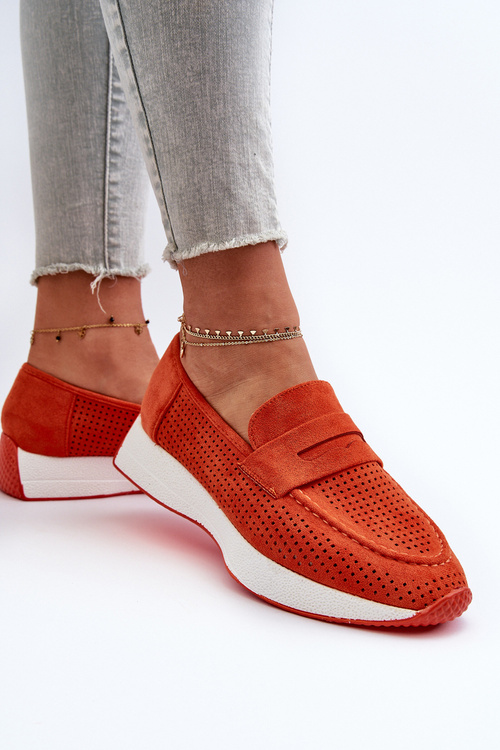 Dámské mokasíny na platformě z eko semiše oranžové Inesqua