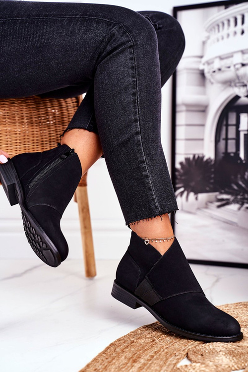 Dámské Kotníkové Boty Na Podpatku Černé Sirro