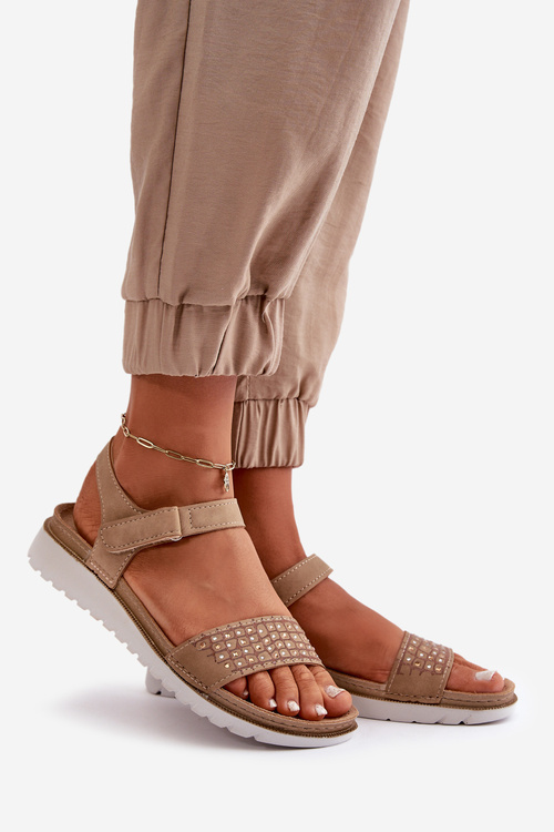 Pohodlné a lehké dámské sandály na suchý zip Inblu CN000041 béžovo-zlaté