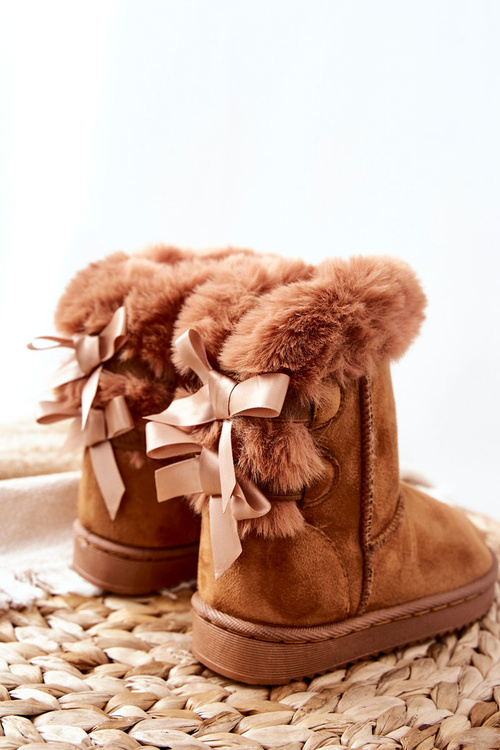 Izolované topánky pre deti s lukmi snehové topánky khaki funky