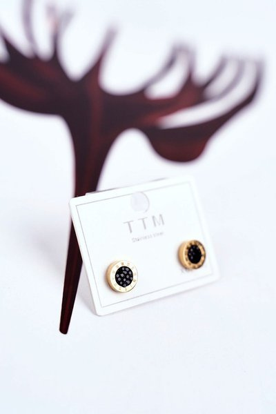 Dámské Náušnice Zlaté Kolečka S Zirkonem Černý Střed Bridget