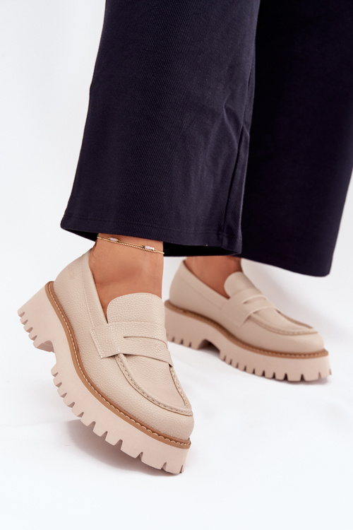 Dámske Mokasíny Na Platforme A S Plochým Opätkom Big Star NN274050 Béžové