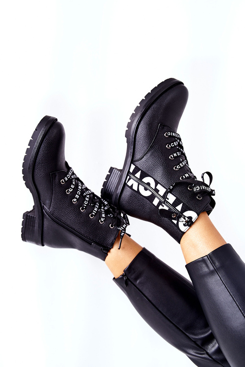 Kožené Boty Workery Se Zipem Černé Henri