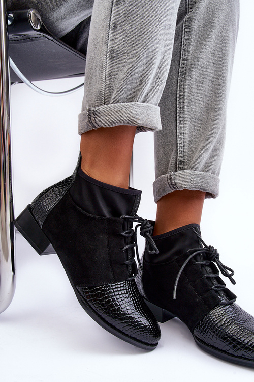 Dámské polobotky na plochém podpatku černé SBarski 259-1