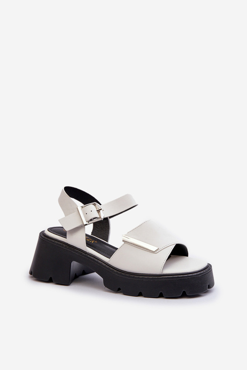 Dámske sandále z eko kože na opätku a platforme Vinceza 36257 Biela