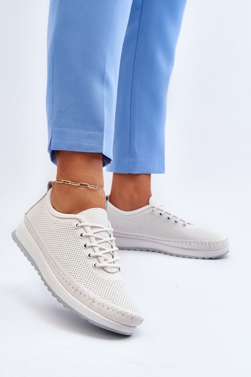 Kožené Sportovní Dámské Tenisky Beige Lalnai