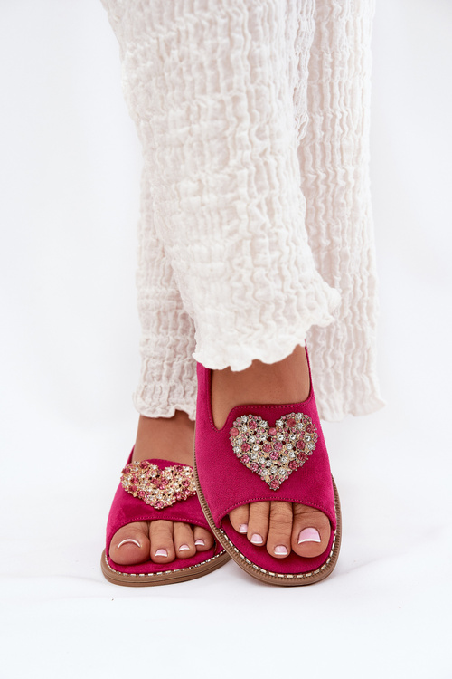 Dámské sandály s ozdobným srdcem S.Barski KV27-018 Fuchsie