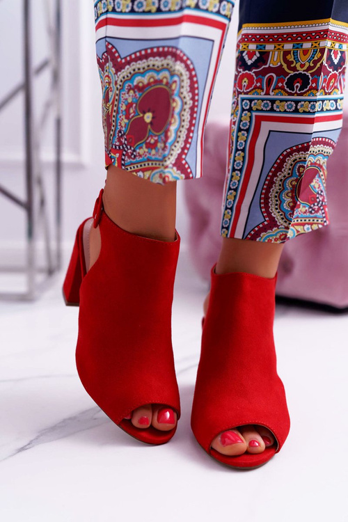 Dámské Sandály Na Podpatku Se Svrškem Peep Toe červené Esta