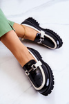 Lakované dámske čiernobiele topánky Cassida Loafer