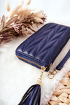 Veľká prešívaná peňaženka s námornícky modrý remienok