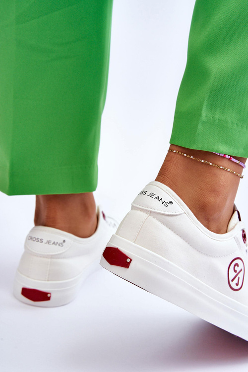 Dámske materiálne tenisky krížové džínsy LL2R4043 biele