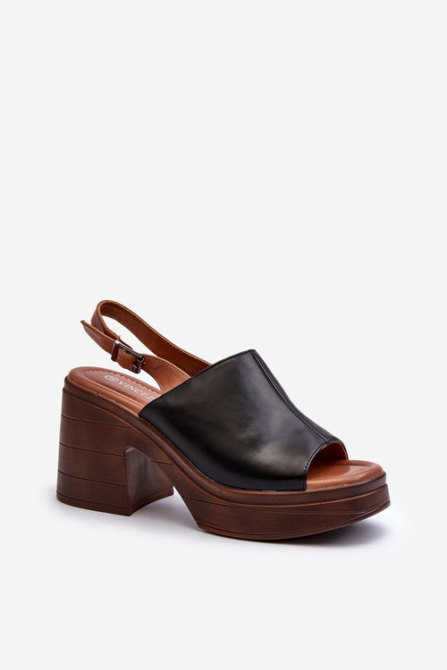 Elegantní dámské sandály z eko kůže na podpatku béžové Vattima