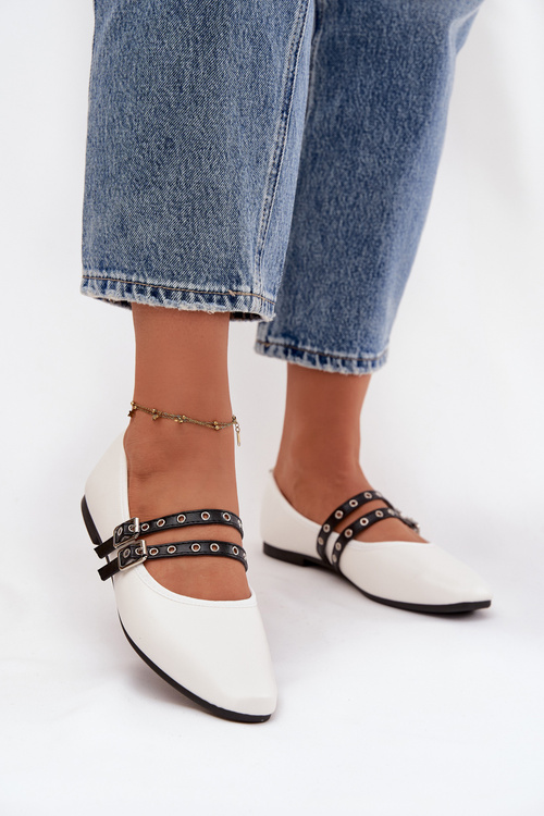 Dámské Baleríny S Paskami Bílé Deliora