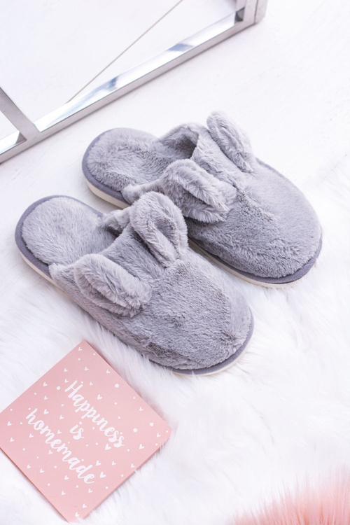 Dámské pantofle papuče králíci s ušima šedé Alabama