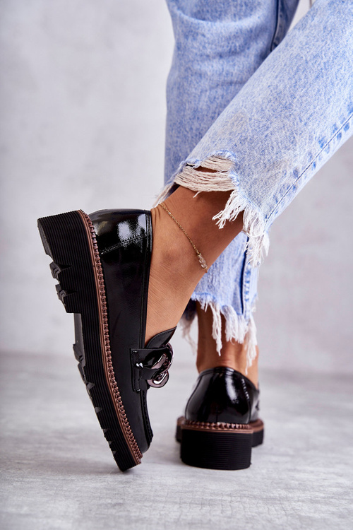 Lakované mokasíny na Černe platformě Reidun