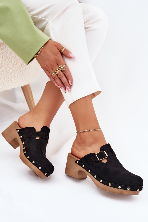 Dámske Sandále Na Opätku S Prackou Čierne Veldexina