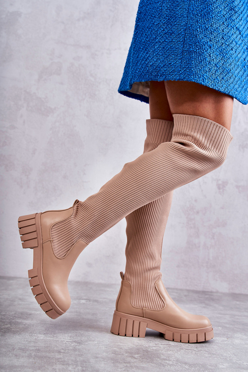 Dámské vysoké boty Workers Béžová Austin