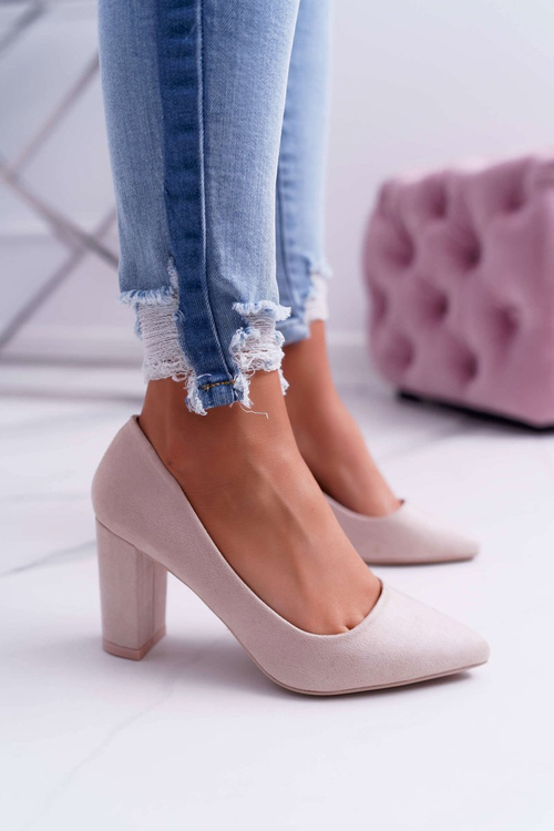 Dámské Lodičky Na Podpatku Semišové béžové Raspberry