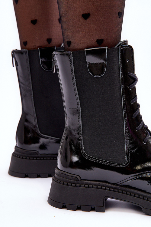 Dámske kožené topánky čipky -up čierne Nicole 2836