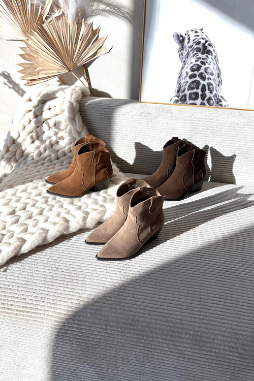 Nazouvací dámské kovbojky z přírodního semiše béžové Beretta